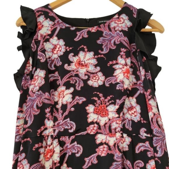 Club Monaco Teodora Cold-Shoulder Floral Print Mini Dress Size 4. - Picture 5 of 12